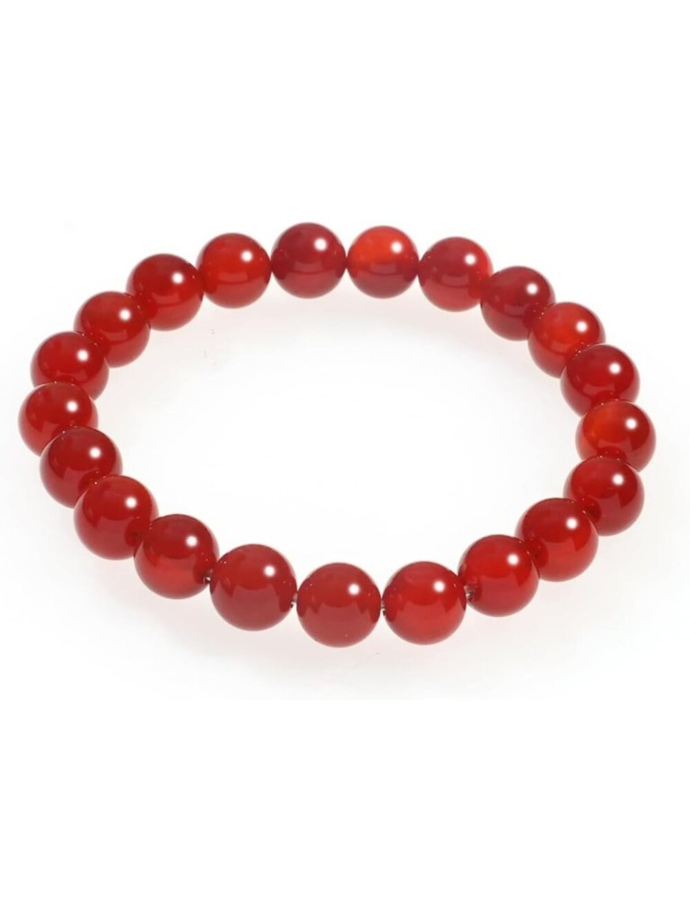 Natural Red Agate Beaded Bracelet for Women - Healing Gemstone Stretch Jewelry - Picture 2 of 7